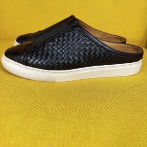 TRASK Lacy Women's Slip On Weaved Leather Black Sneaker Mule Size 7.5M